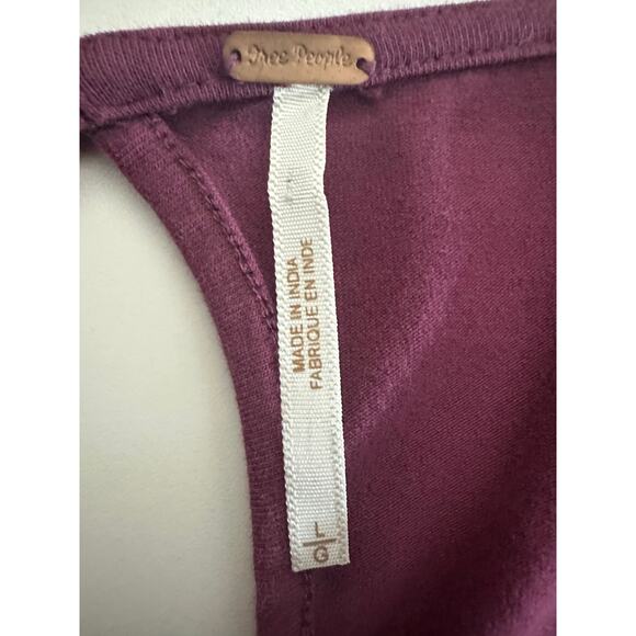 Free People Lady In Waiting‎ Bodycon Dress Sz L Wine Long Sleeve Beaded Gold - Picture 3 of 11